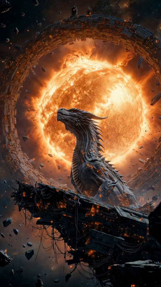 Silver Dragon in Cosmic Space