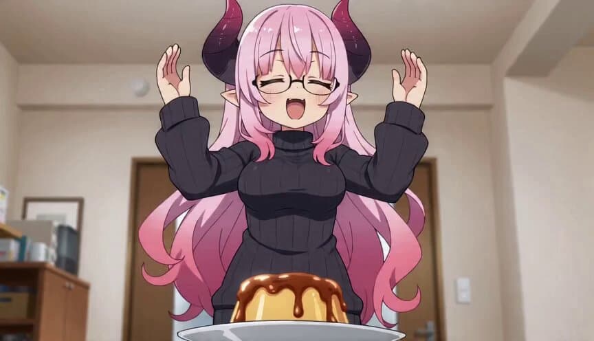 Anime Girl Talking About Pudding