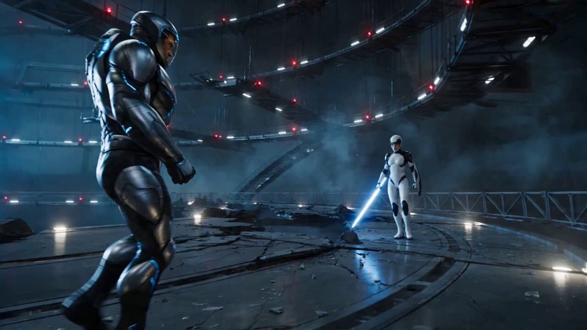 Sci-fi superhero duel prompt