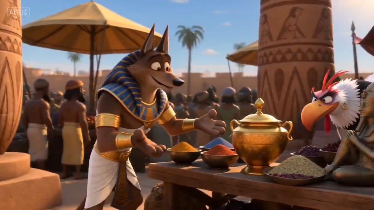 Egyptian Bazaar Anubis Merchant Animated Story