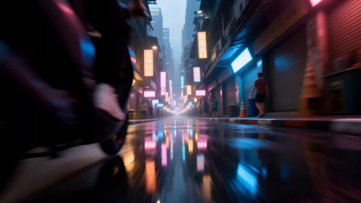 Neon Dystopian Action Sequence