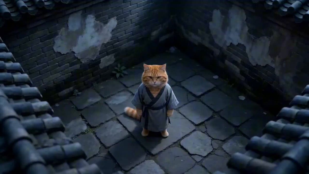 Hyper-Stylized Kung Fu Cat Action Sequence