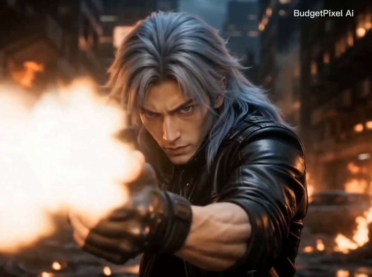 Cyberpunk Male Hero Action Sequence