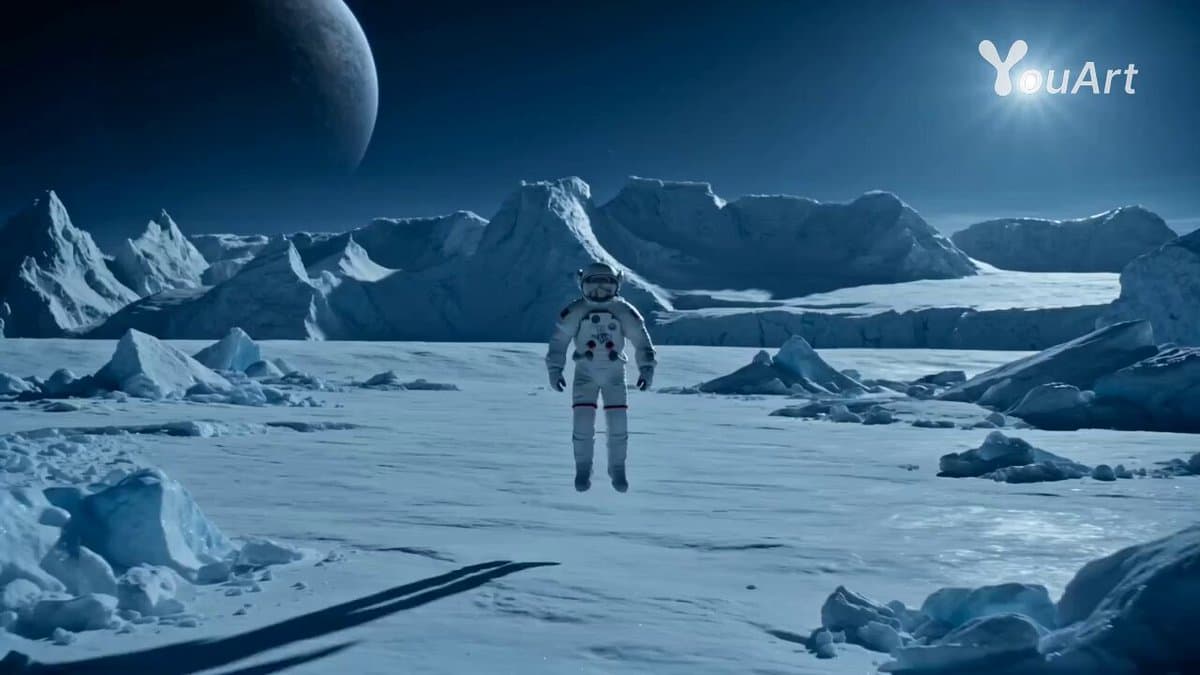 Astronaut Transforms into Ice-Adapted Humanoid on Frozen Exoplanet