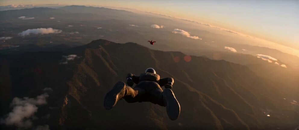 Skydiving Wingsuit Chase Action Sequence