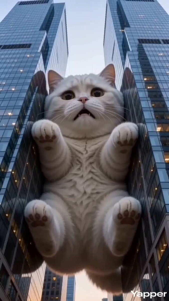 Godzilla-Sized White Tabby Cat in Chongqing