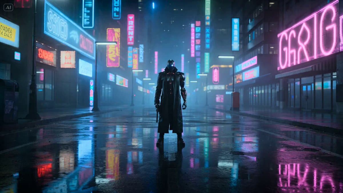 Cyberpunk Gunslinger Neon Sequence