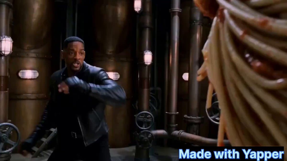 Will Smith fighting a spaghetti monster