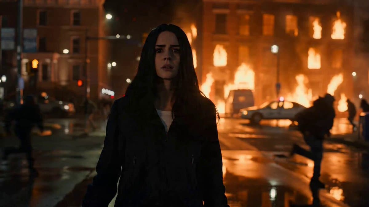 Woman Walking in Chaos