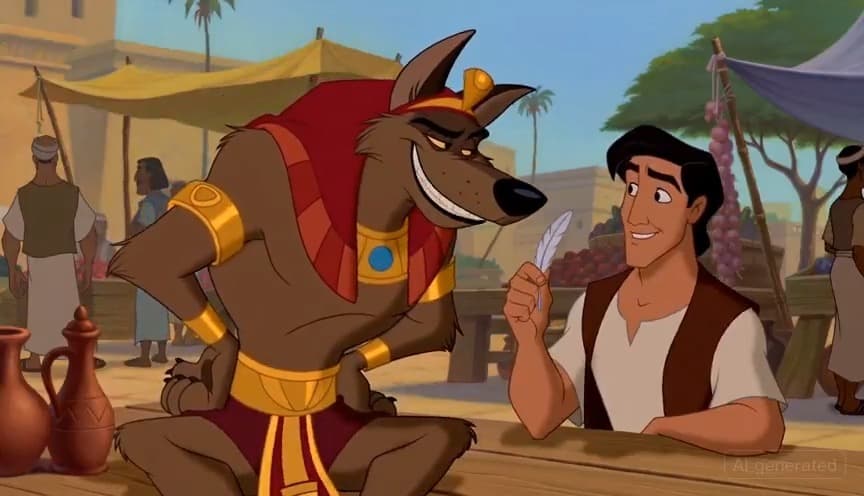 90s Disney Style Anubis Market Scene