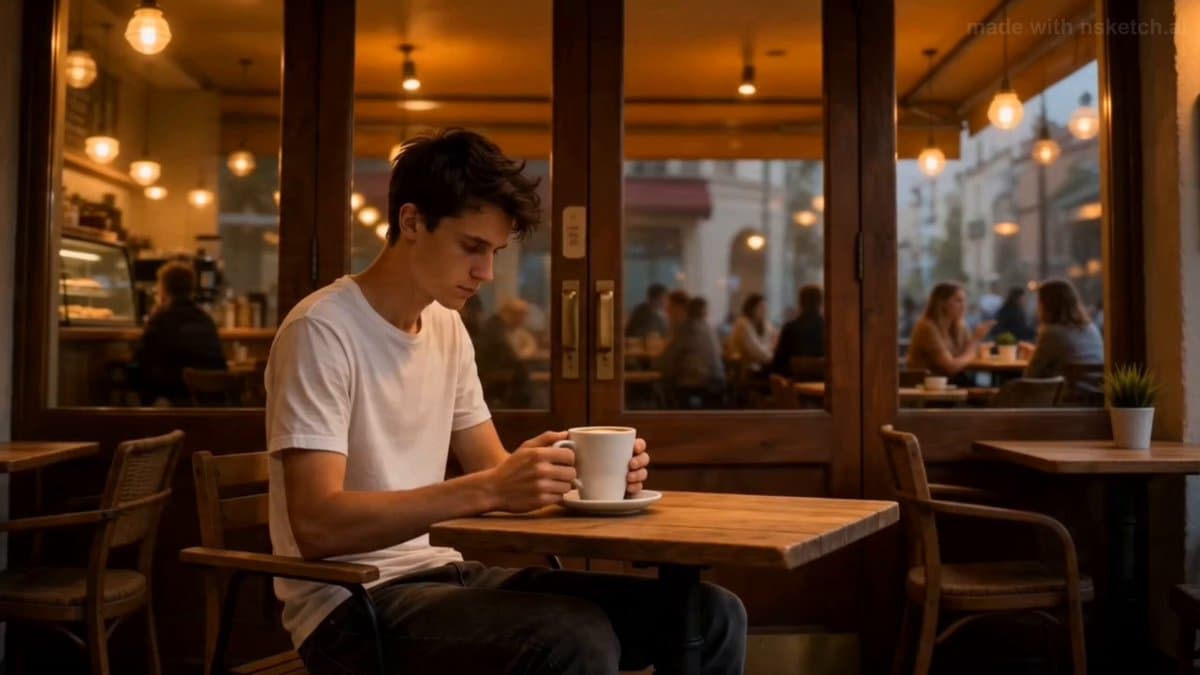 Prompt for Young Man in Café