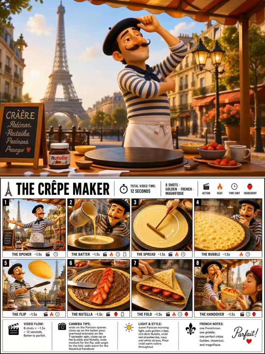 Pixar Style French Crepe Maker Animation