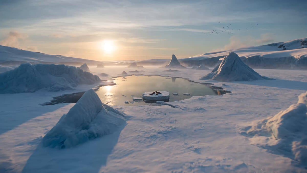 Arctic Glacier to Futuristic Megacity Transformation