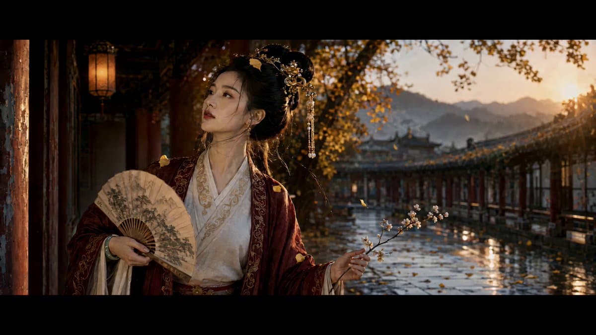 Ancient Chinese Woman Cinematic Video Prompt