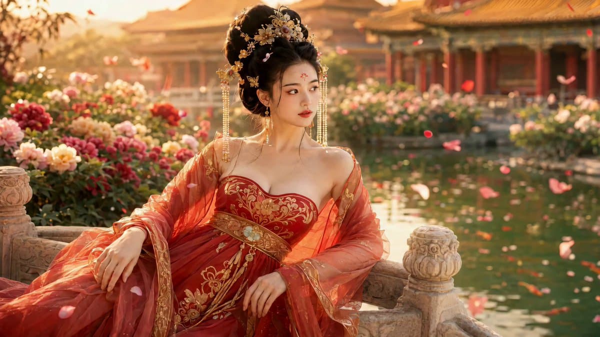 Cinematic Ancient Palace Beauty Close-up