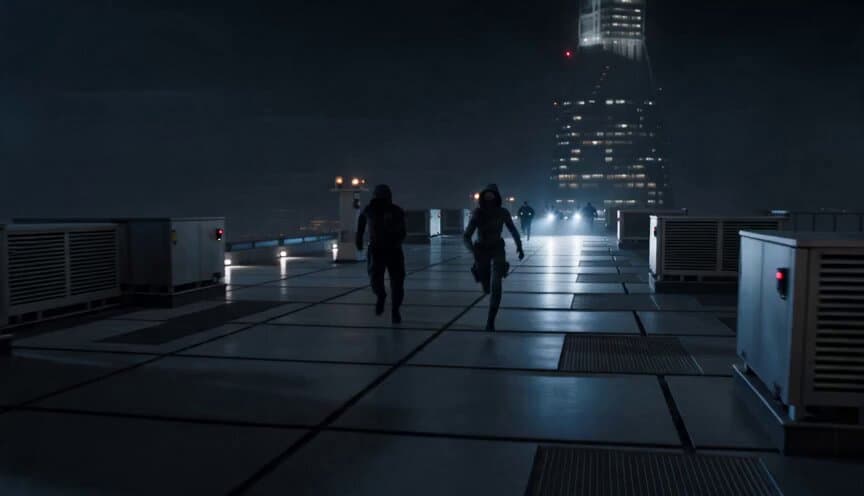 Cinematic Skyscraper Rooftop Escape