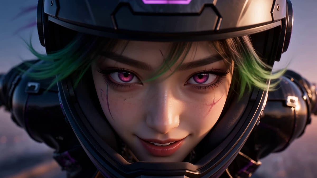Cyberpunk Anime Wingsuit Proximity Flight Prompt