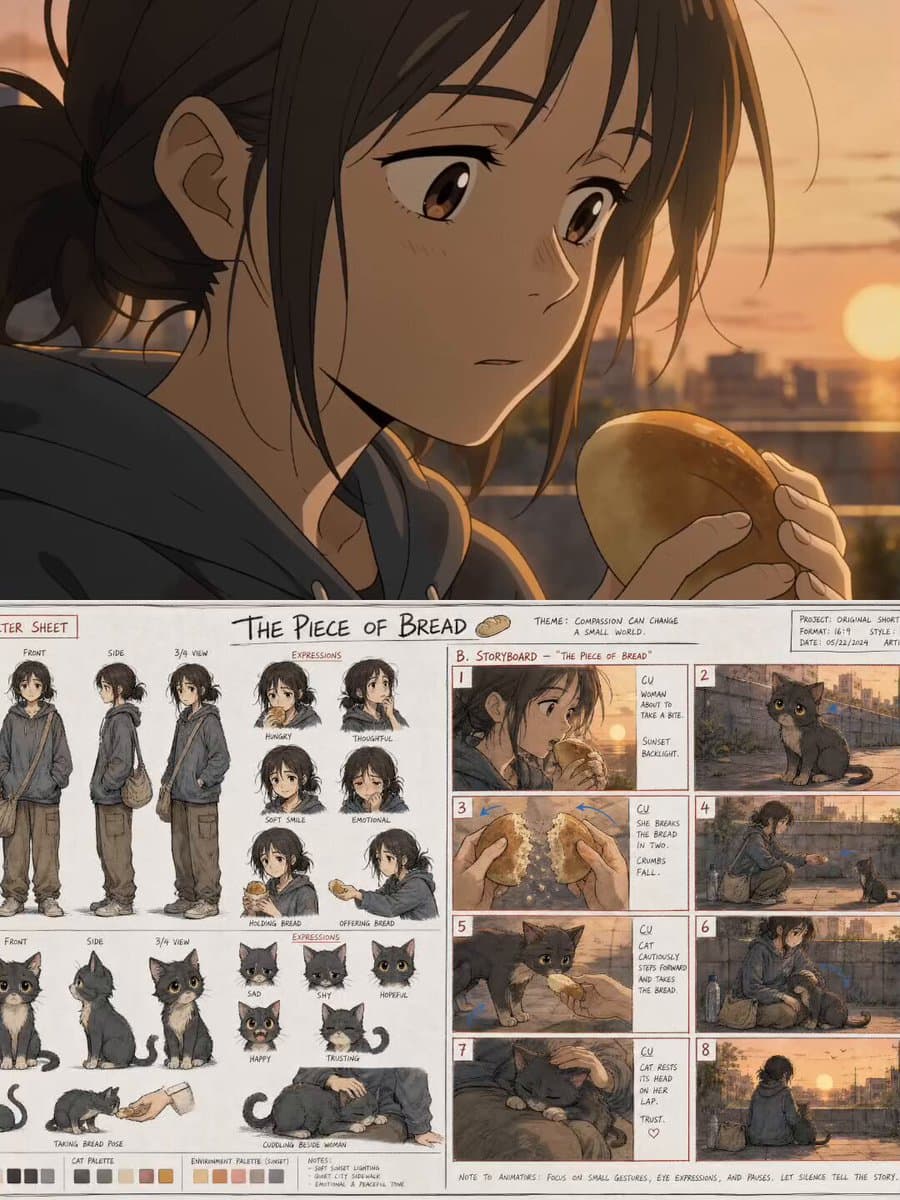 The Piece of Bread: Anime Short Film