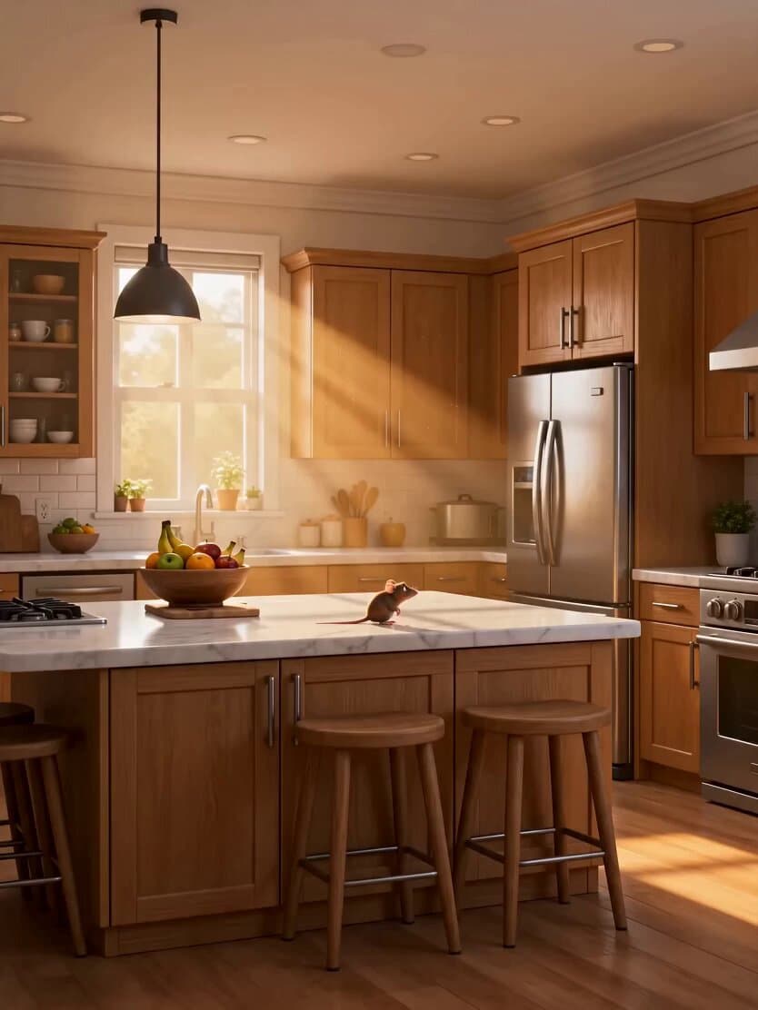 Pixar-Style Cat and Mouse Kitchen Friendship