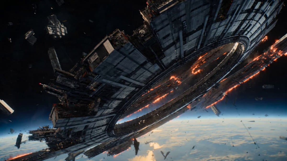 Futuristic Collapsing Orbital Ring Chase