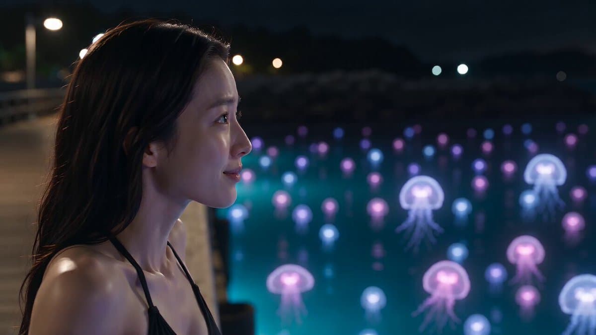 Bioluminescent Jellyfish and Prehistoric Monster Attack