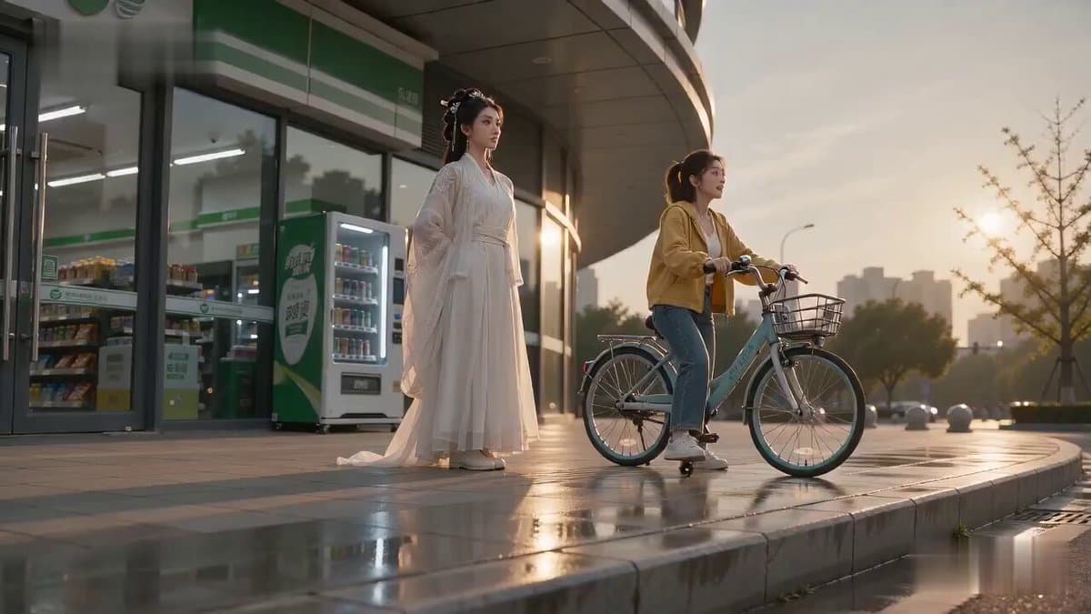 Literal Wuxia Comedy Bicycle Scene