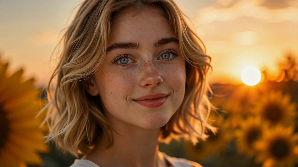 Cinematic Sunflower Field Character Reference