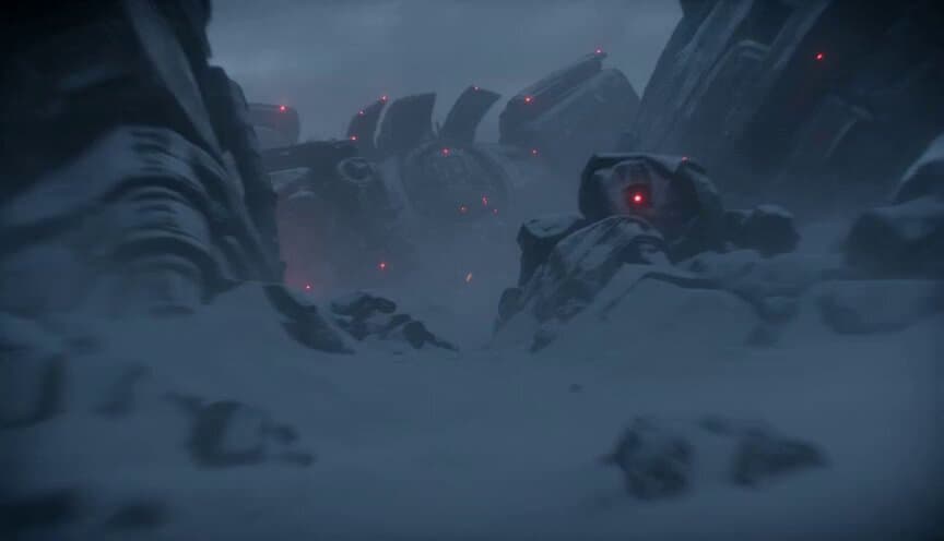 Cinematic Mechs Snow Battle Action Sequence