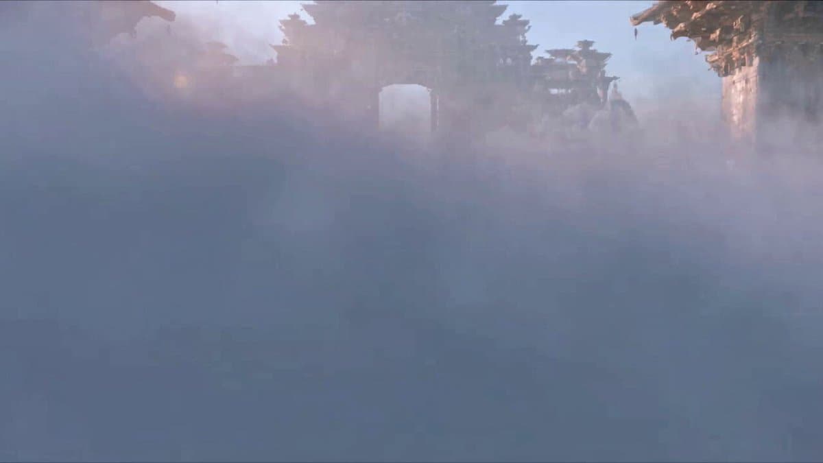Cinematic Wuxia Swordswoman with Synchronized Echoes