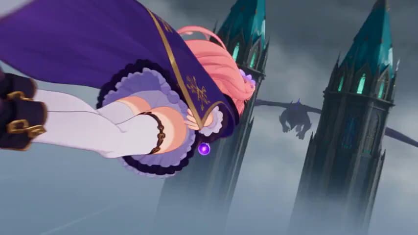Magical Girl Aerial Battle Anime Scene
