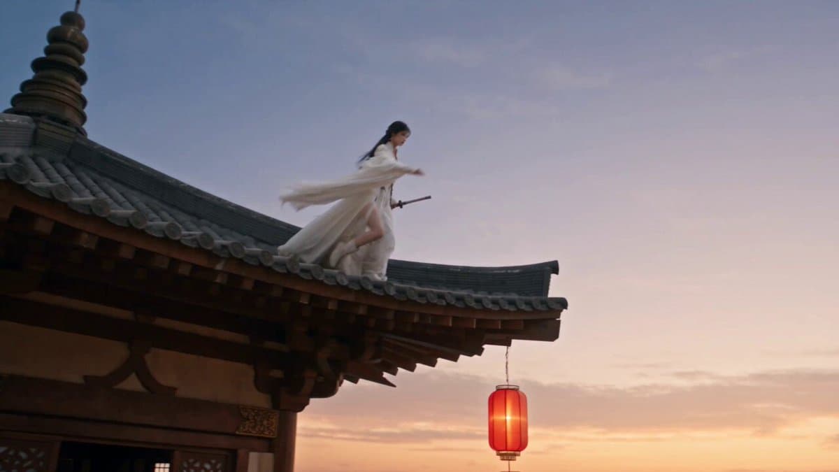 Cinematic Swordswoman Night Market Sequence