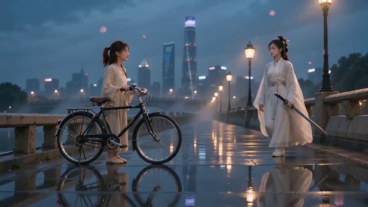 Cinematic Romantic Comedy Bike Repair Scene