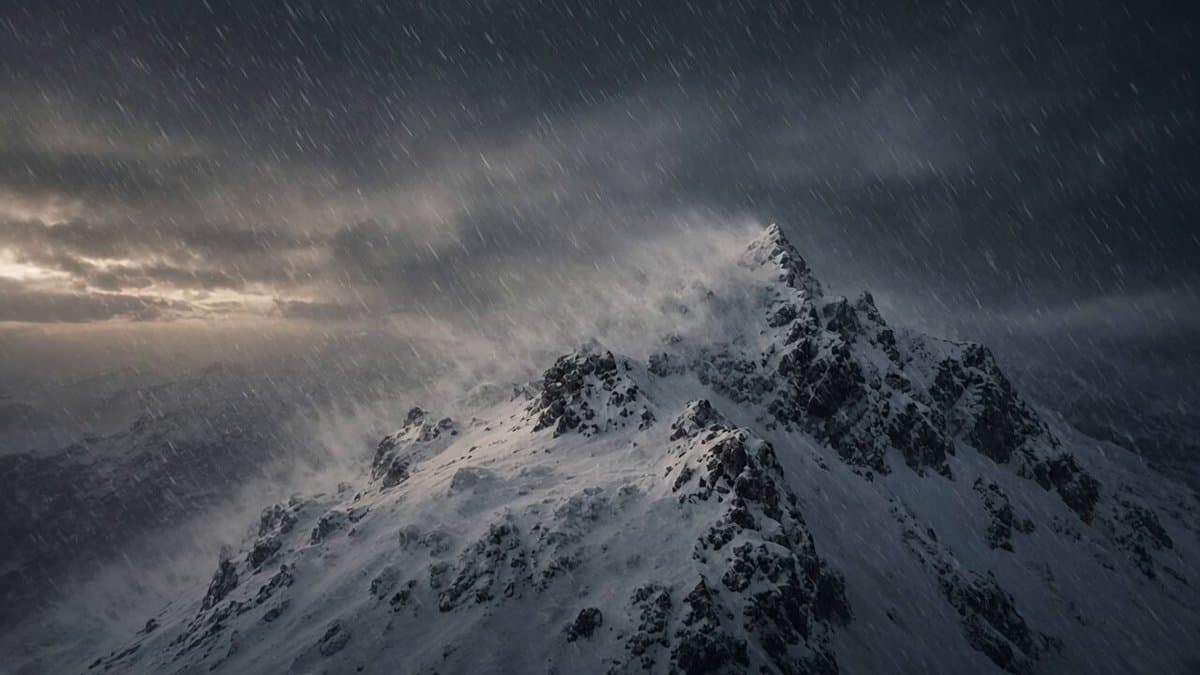 Mountain Climber Snowstorm