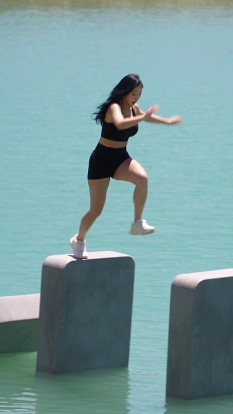 Giant Domino Water Parkour Challenge