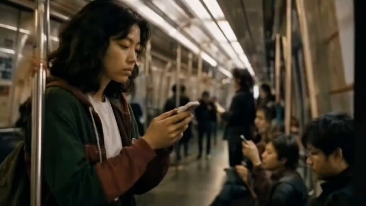 Realistic Subway Train Crowd Interior