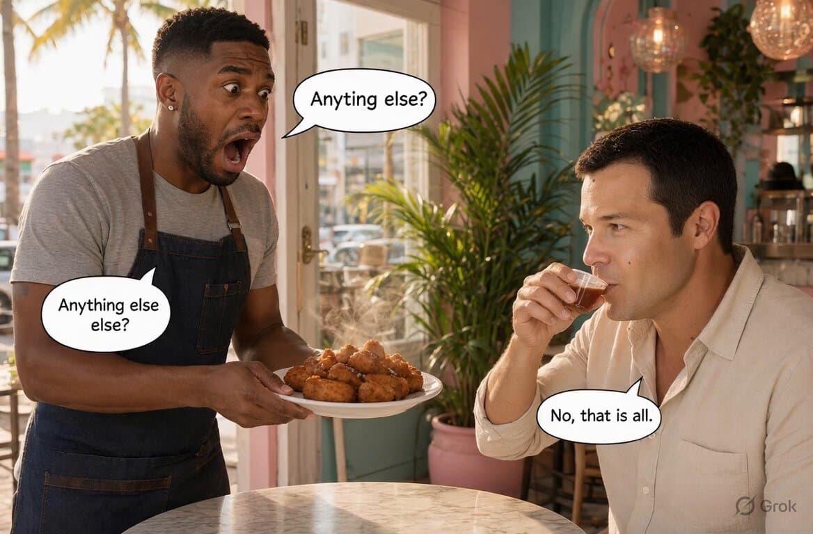 Grok Imagine Prompt: Miami Cafe Encounter