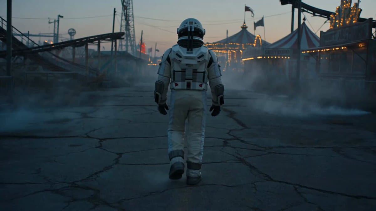 Astronaut in Abandoned Amusement Park