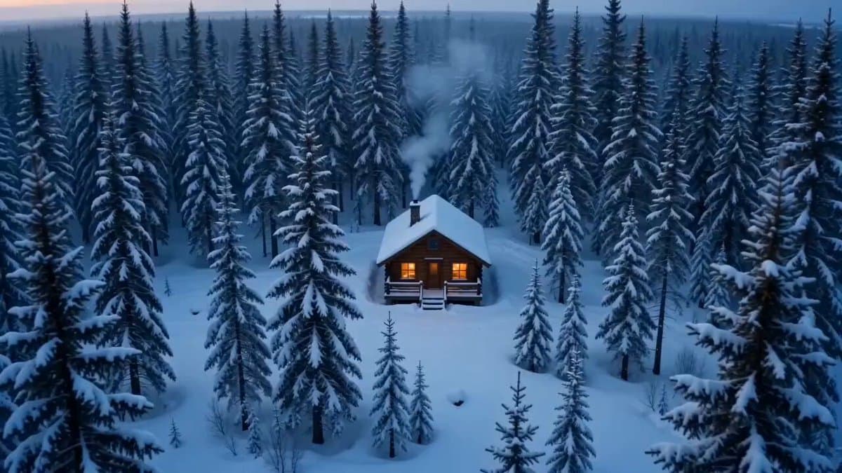 Cinematic Snowy Cabin Solitude