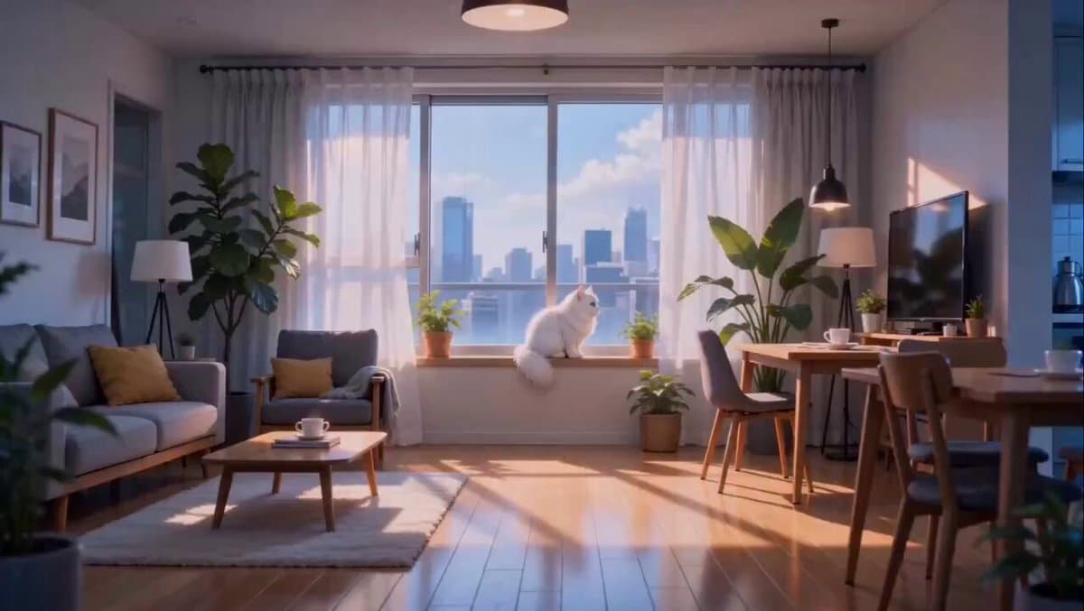 Anime White Cat Interaction