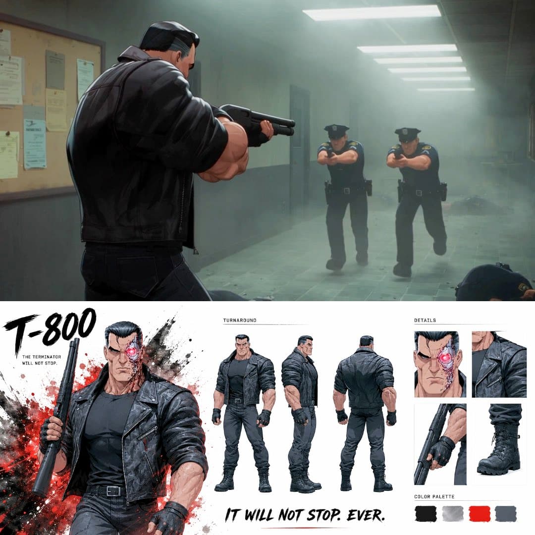 Noir Anime Police Station Interior
