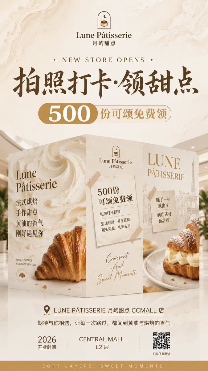 French Patisserie Opening Hoarding Poster