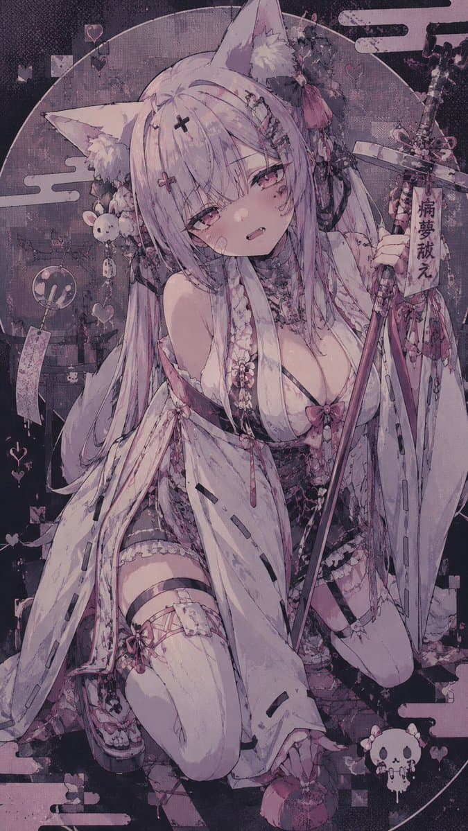 Gothic Kitsune Shrine Maiden