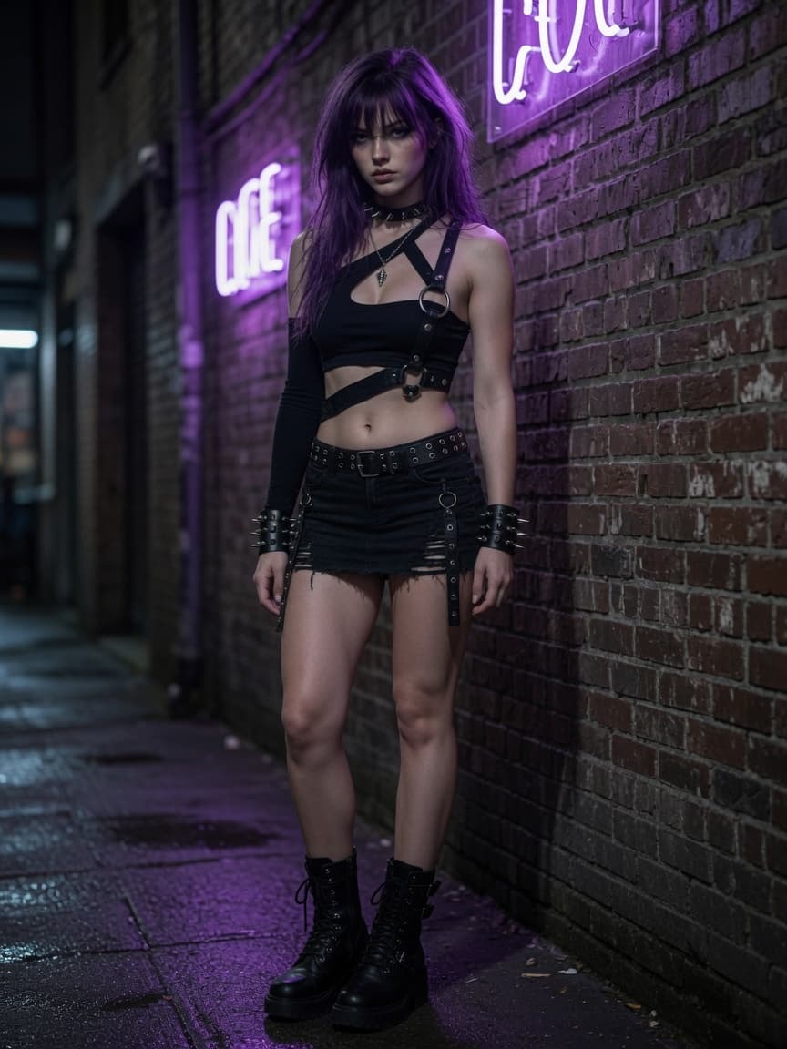 Goth Punk Neon Alley Portrait