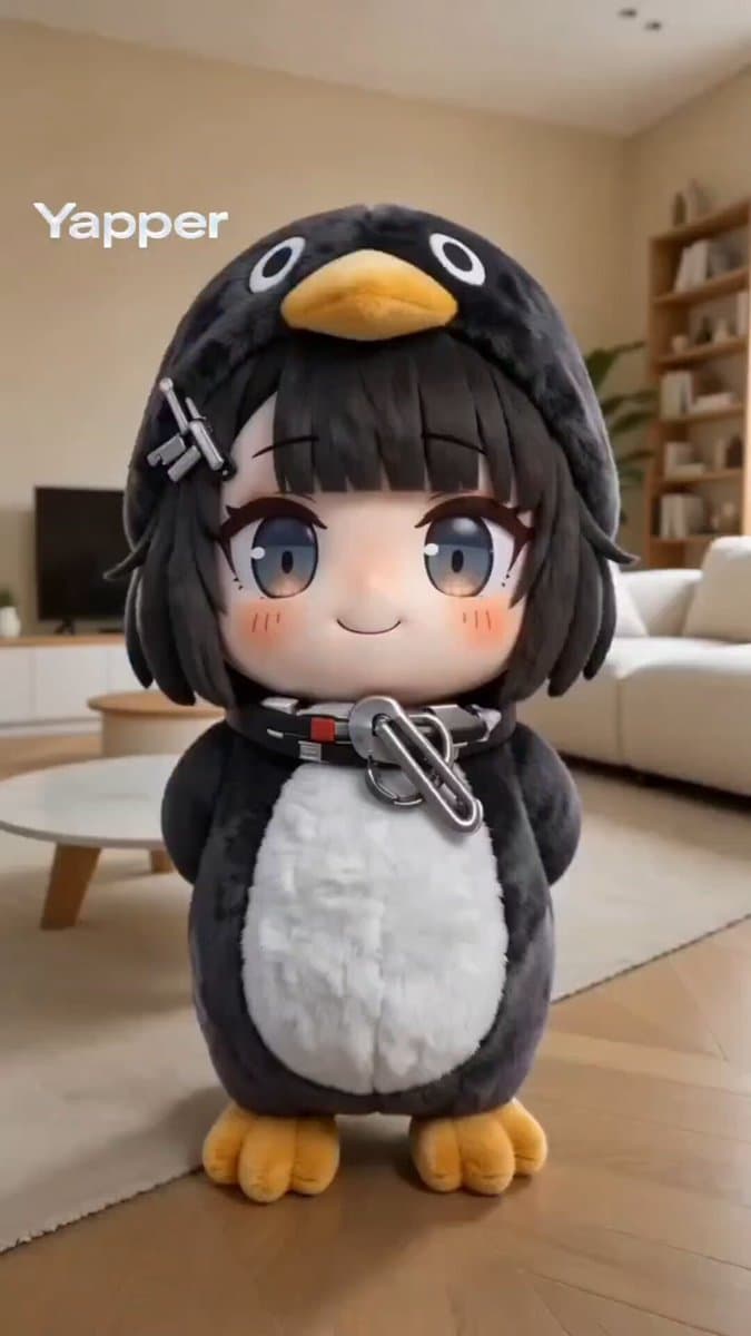 Kawaii chibi penguin-girl dancing prompt