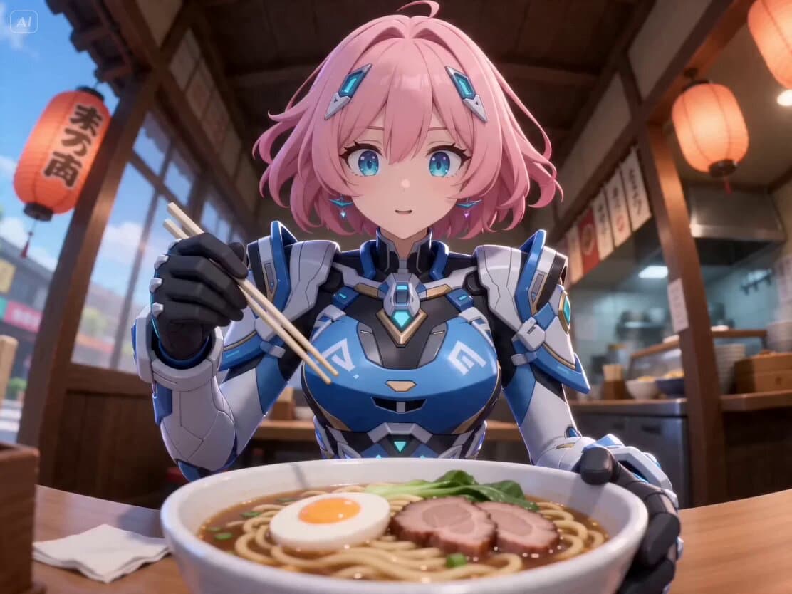 3D Cartoon Ramen Eating Animation
