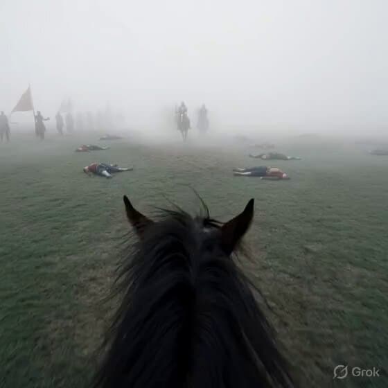 First-Person Horseback Charge on Medieval Battlefield