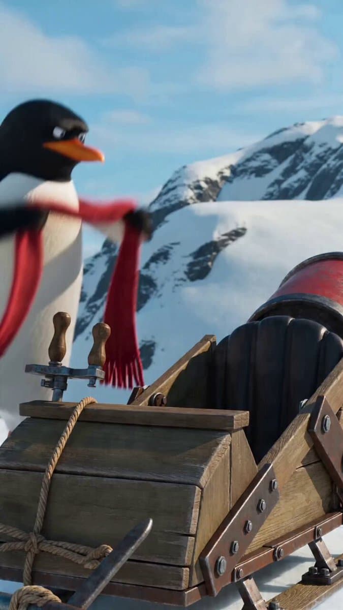 Determined Penguin Rocket Sled Video Prompt