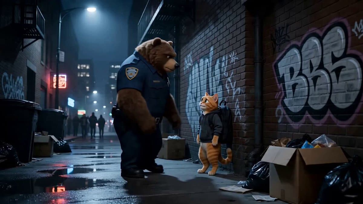 Funny Scene Prompt: Cop and Cat