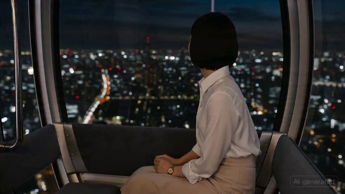 Photorealistic Cinematic POV Video of Woman in Ferris Wheel