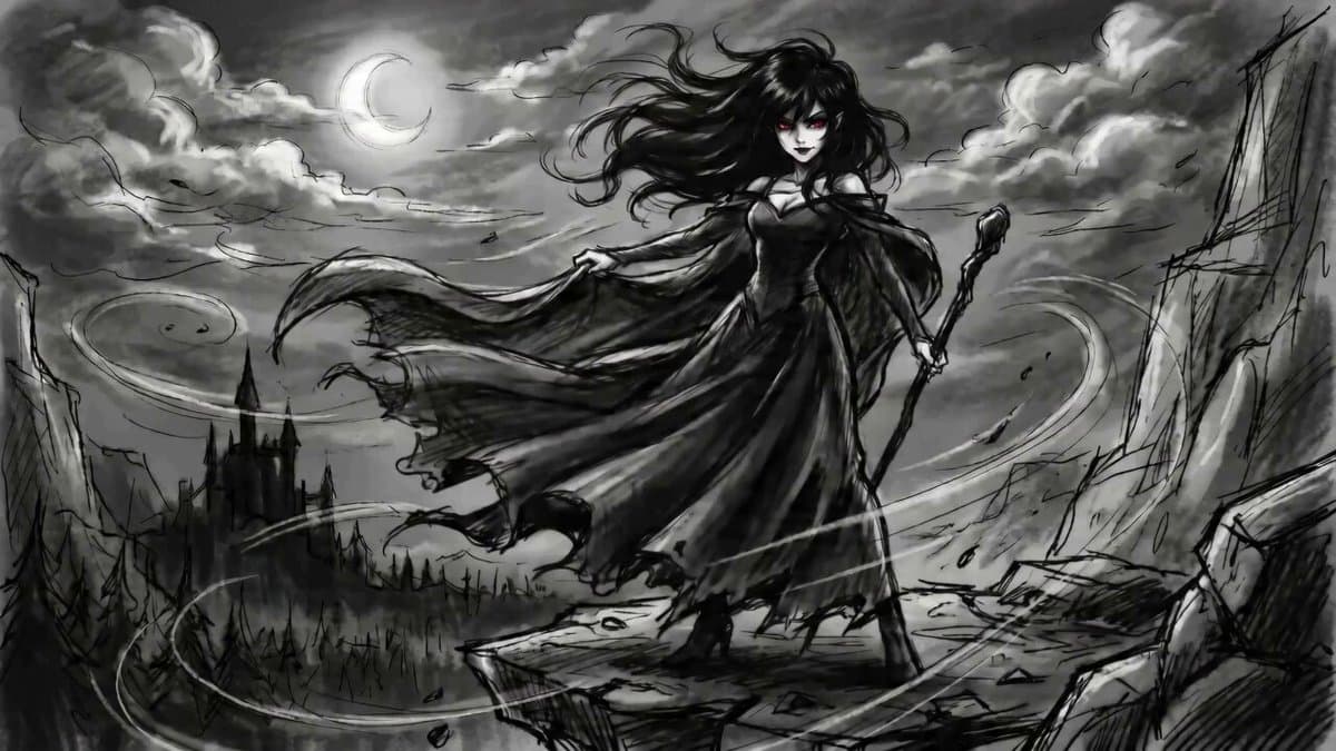 Anime Witch Transformation with Bat Wings